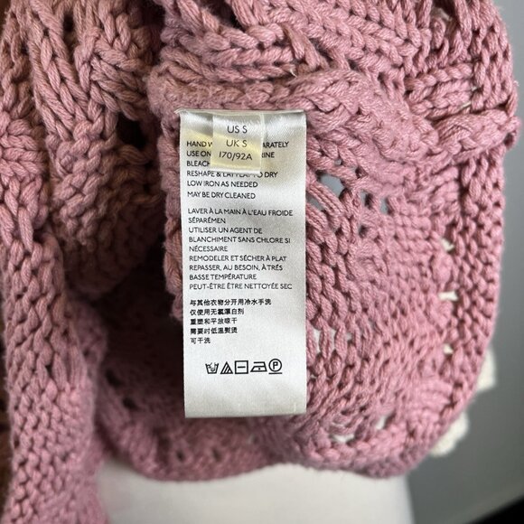Free People Sweater Ombre Slouchy Mockneck Open Knit Oversized Pink Small Boho - Picture 11 of 12